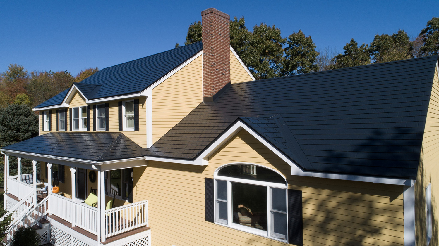 Interlock Aluminum Slate Metal Roofing – Black | Reading, MA (Front-right elevation)