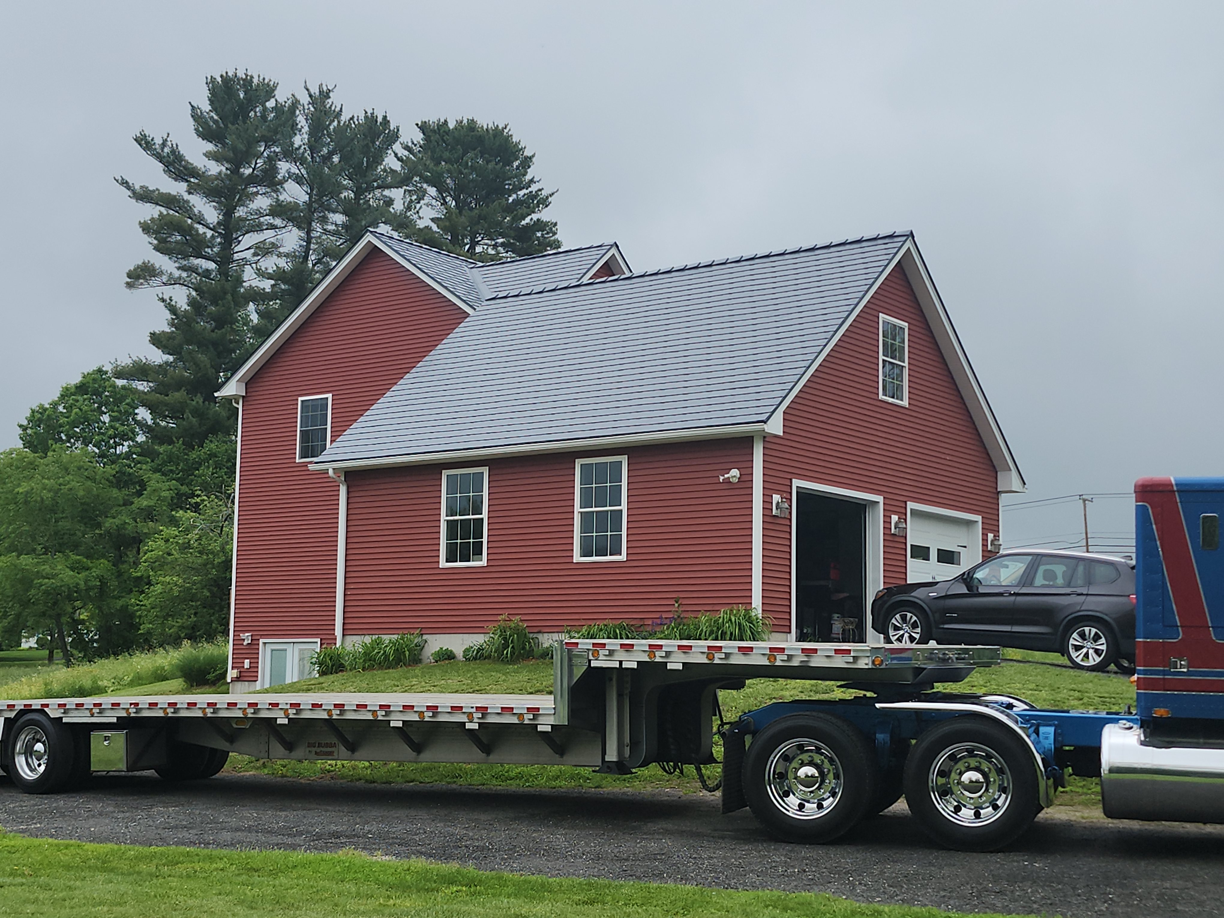 Interlock Aluminum Slate Metal Roofing – Deep Charcoal | Southwick, MA (Rear-left elevation)