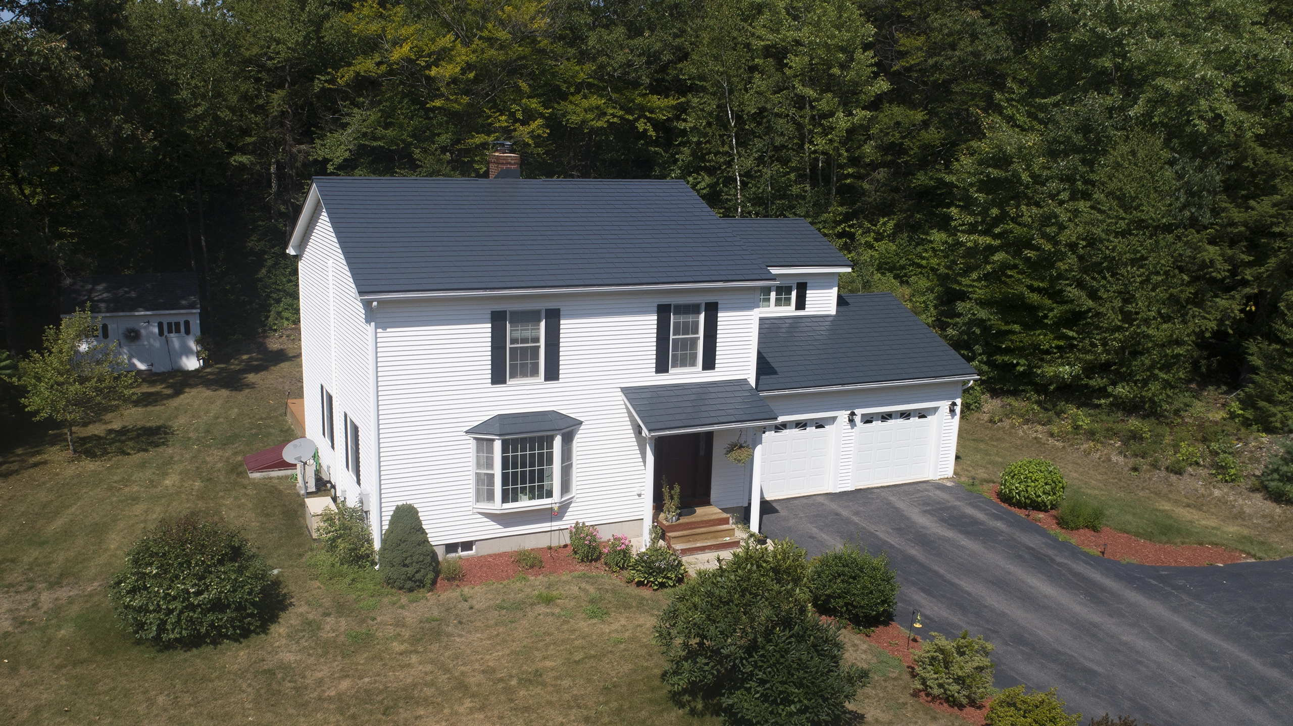 Interlock Aluminum Slate Metal Roofing – Charcoal Grey | Webster, NH (Aerial)