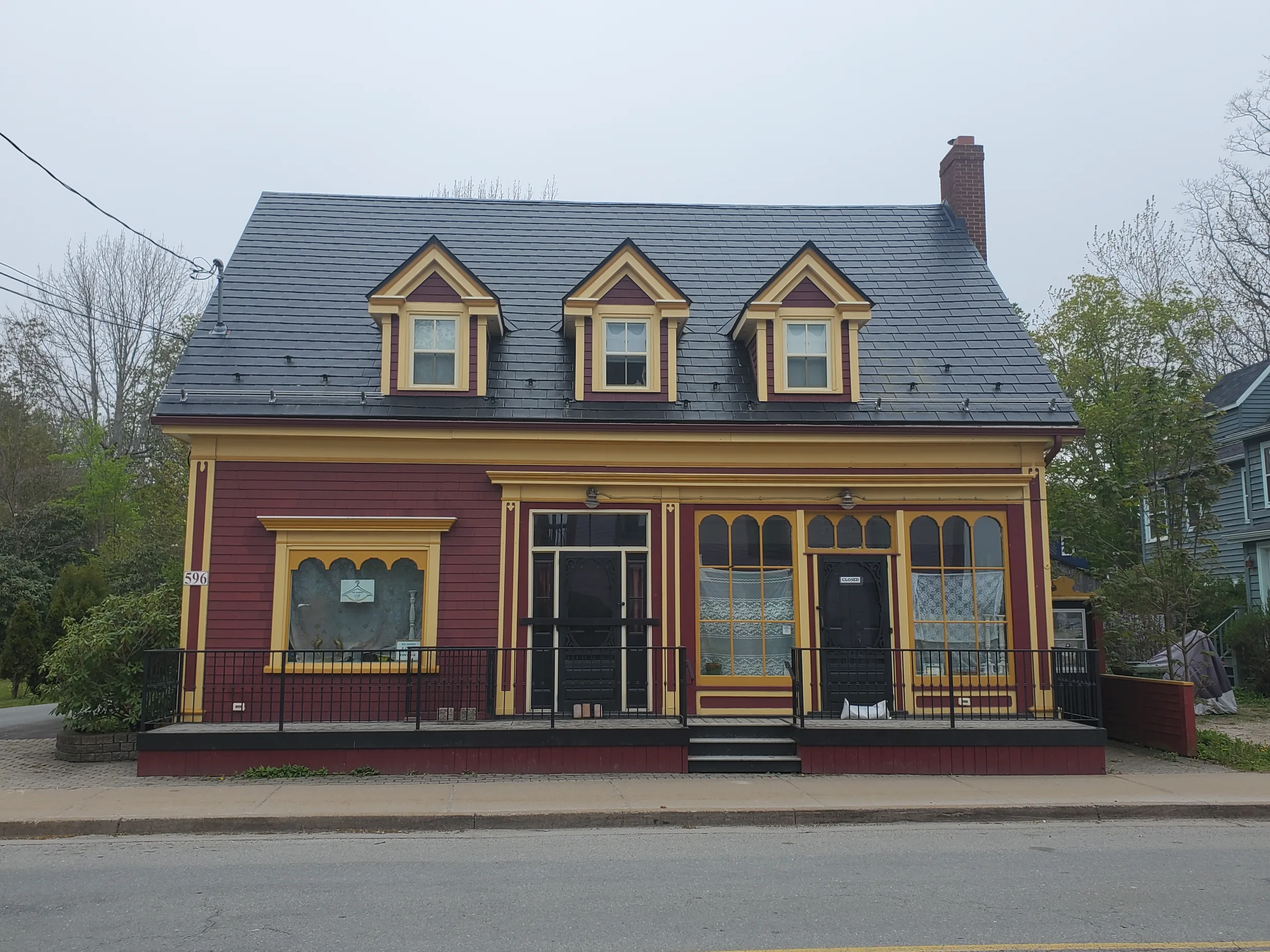 Black Interlock Slate aluminum roof on the home, Mahone Bay, Nova Scotia