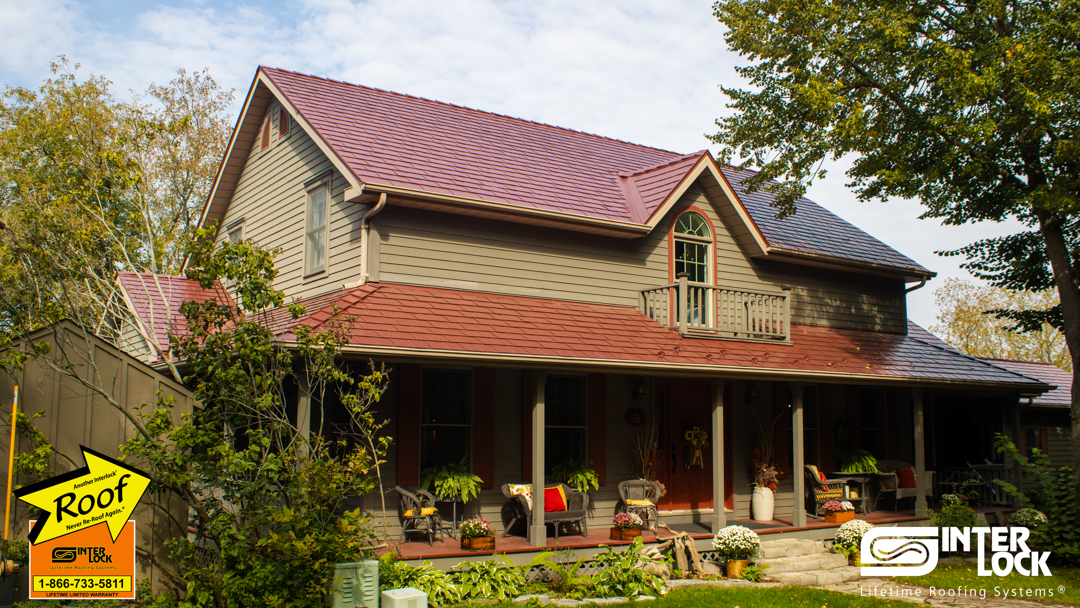 Interlock Aluminum Slate Metal Roofing – Tile Red | Kingston, ON (Front elevation)