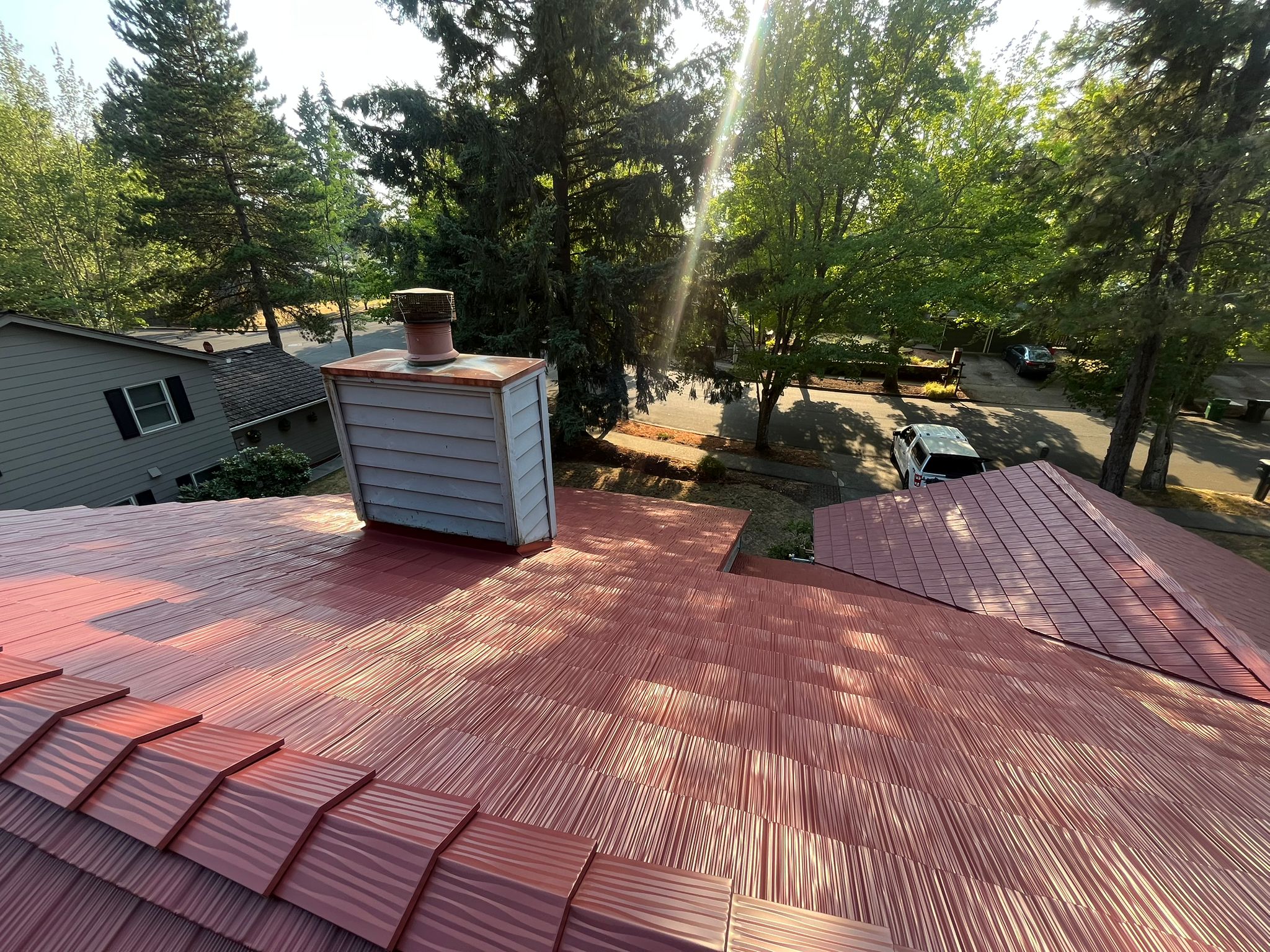 Interlock Aluminum Shake Metal Roofing – Tile Red | Beaverton, OR