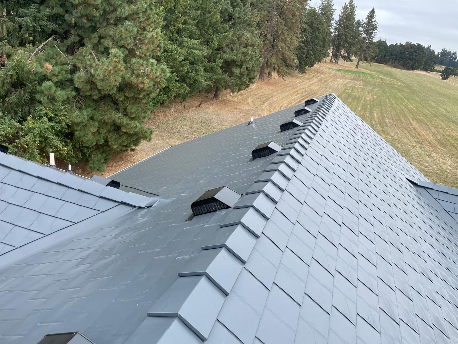 Interlock Aluminum Slate Metal Roofing – Deep Charcoal | Molalla, OR