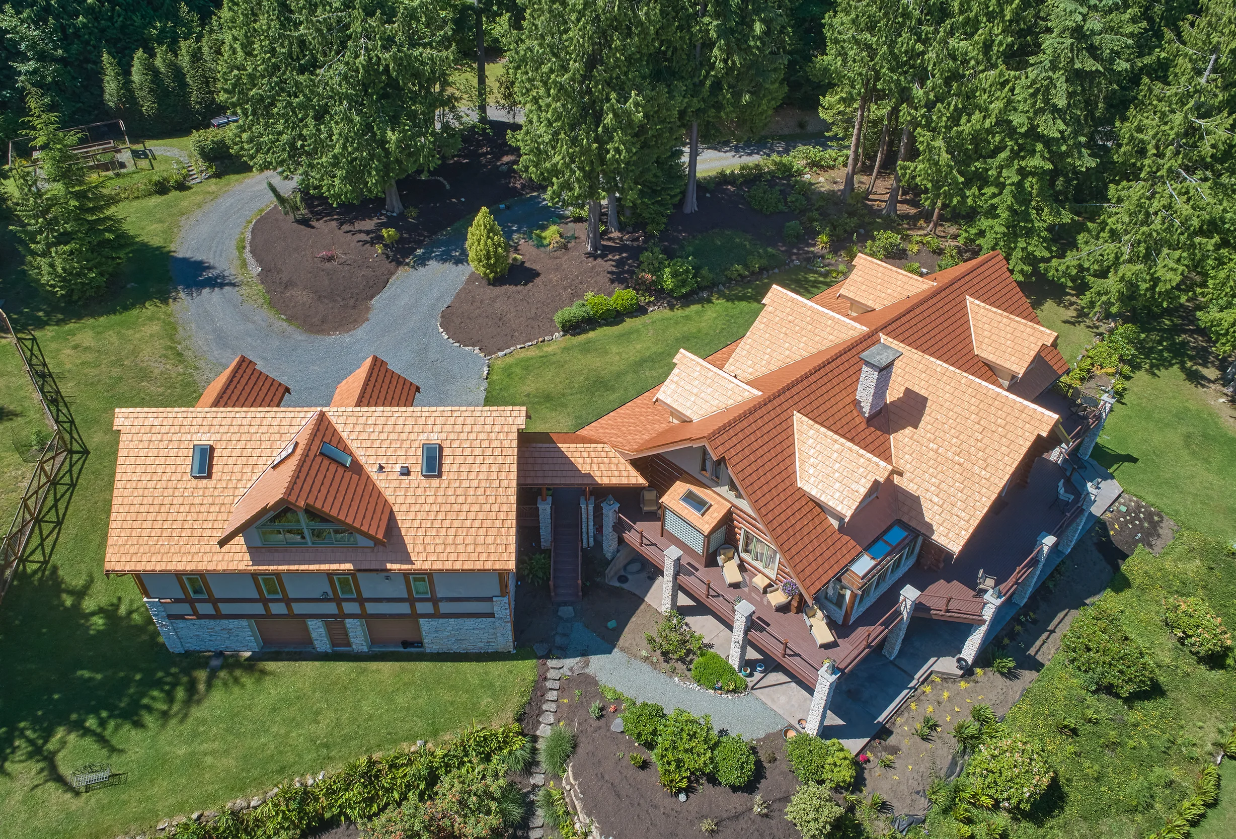 Copper Penny Interlock Shake aluminum roof on a single-family home with copper penny metal roof in a, Bellingham, Washington
