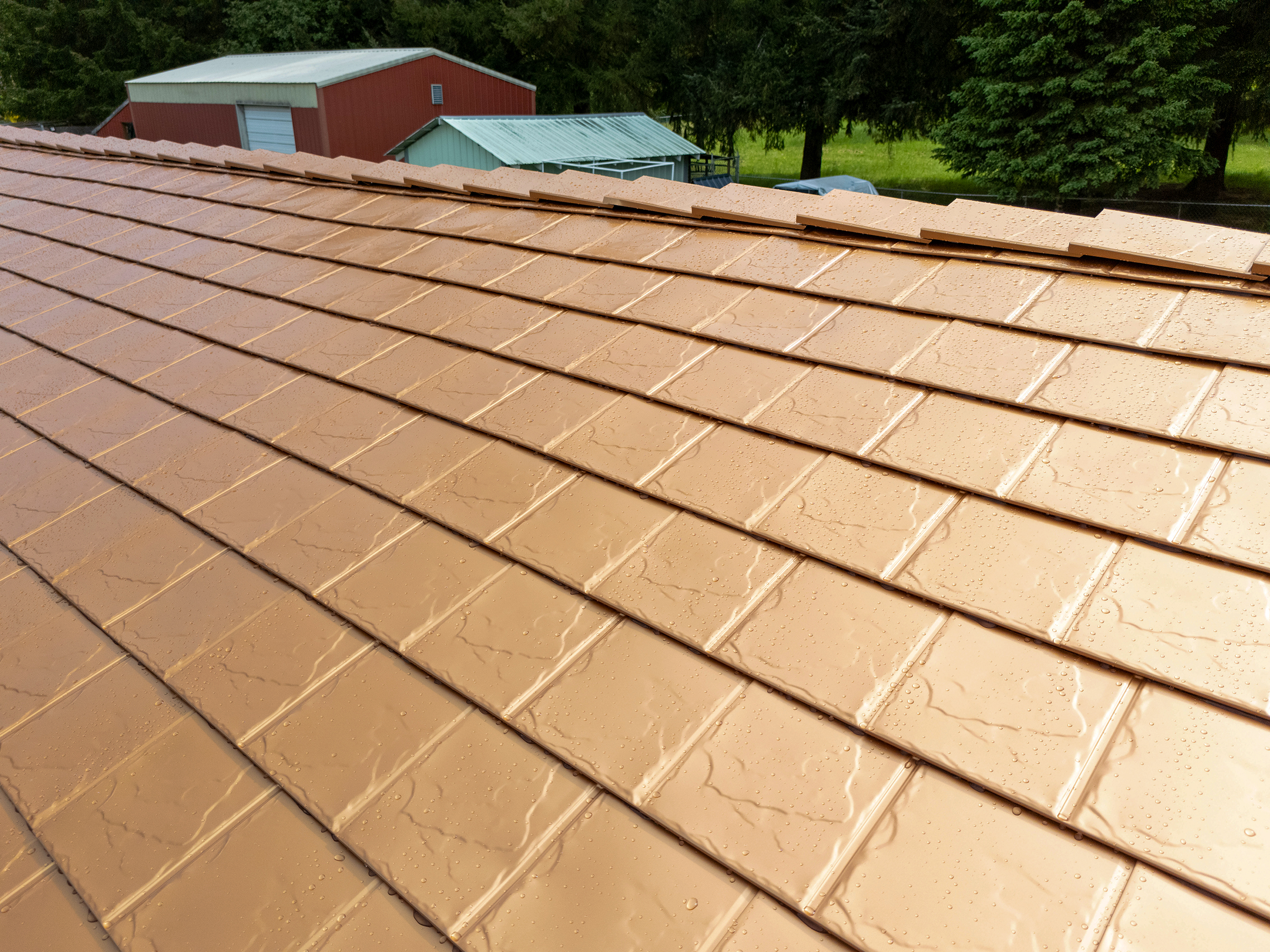 Interlock Aluminum Slate Metal Roofing – Copper Penny | Castle Rock, WA (Texture detail)